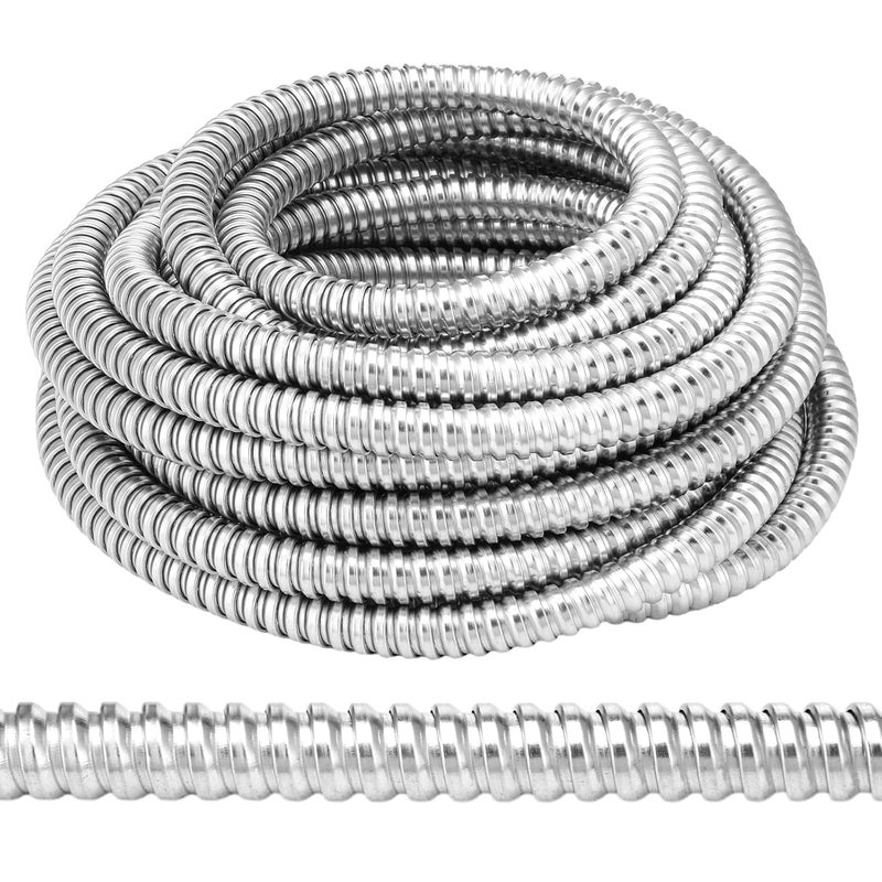 Yaocom Metal Flexible Conduit 50 ft Reduced Wall Flexible Conduit Galvanized Steel Outdoor Electrical Conduit for Greenfield Wiring (3/8 Inch) - Image 1